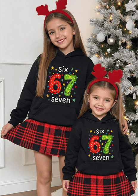 “67” 3D Print Hoodie voor Kinderen