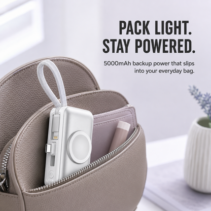 PowerGo™ 3‑in‑1 Draagbare Powerbank met Stand