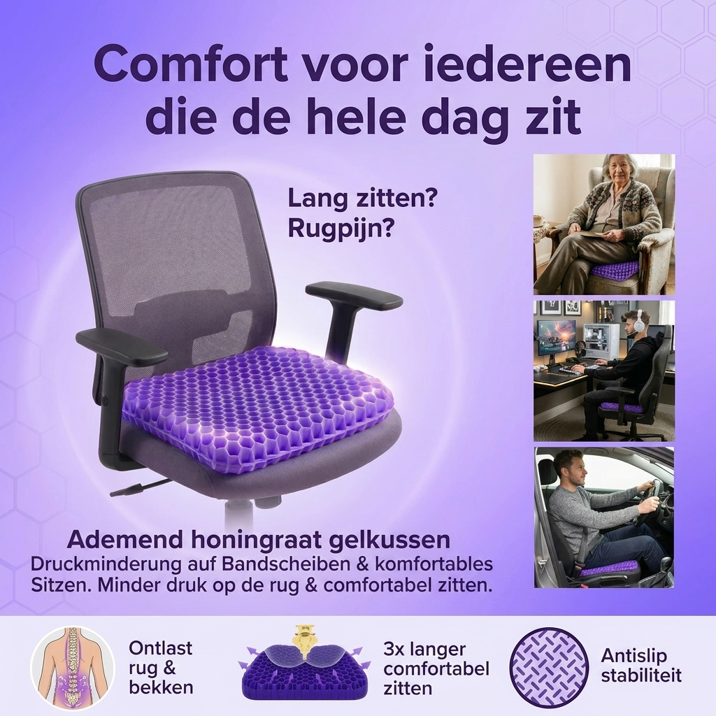 CloudComfort™ Ergonomisch Zitkussen – Ultiem comfort voor pijnvrij zitten