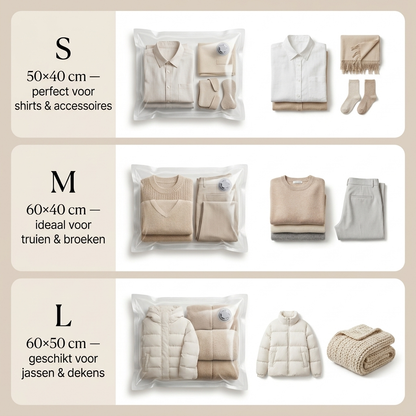 Premium Reisvacuümzak Set™ – Met Draadloze Vacuümpomp