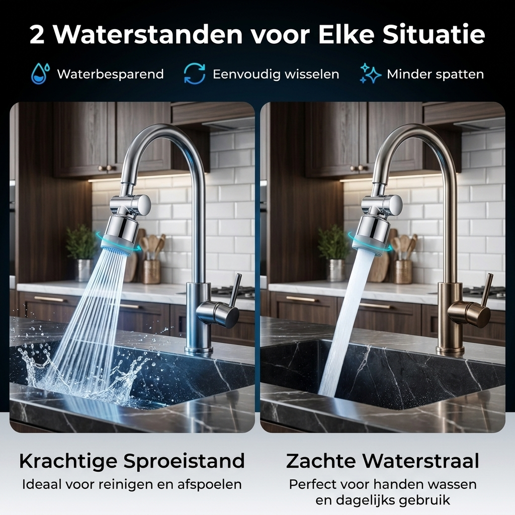 AquaFlex™ Flexibele Kraanbeluchter met 360° Rotatie