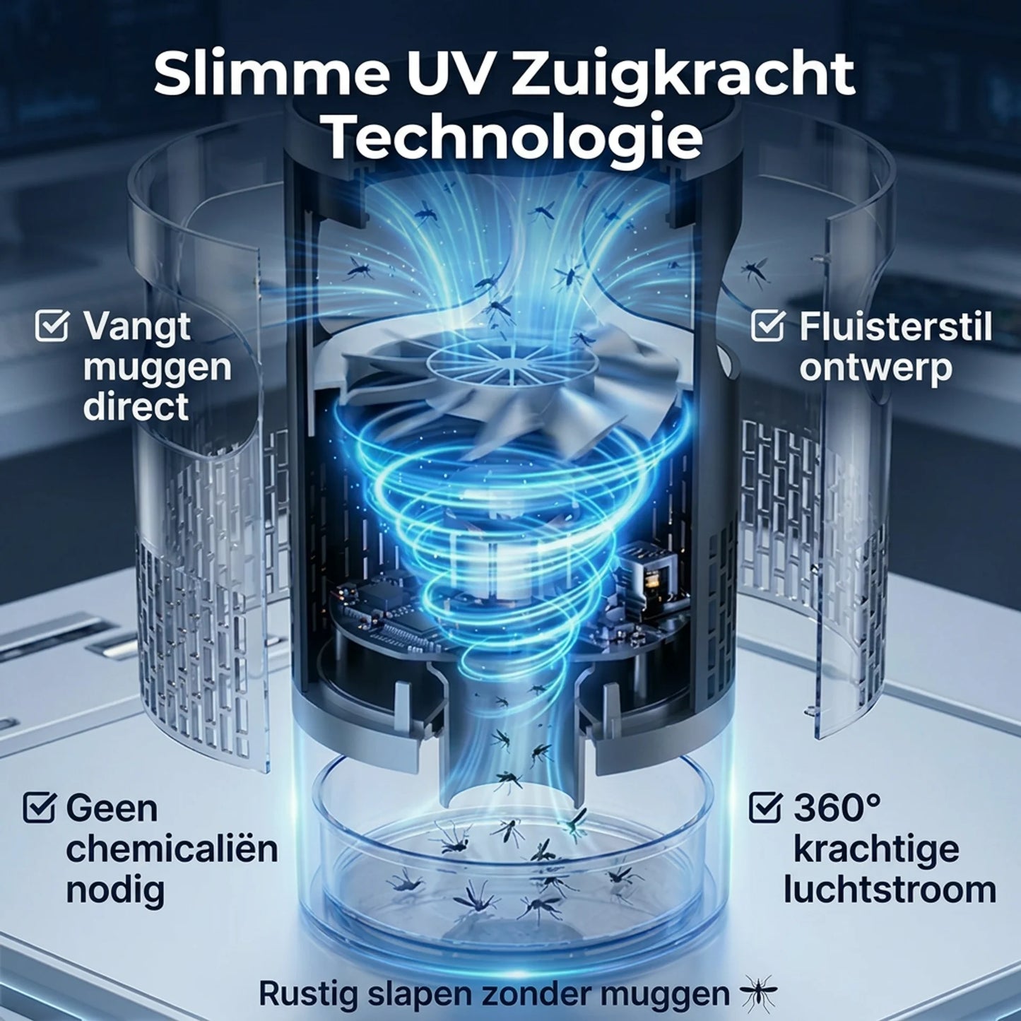 Virexa™ | Slimme UV Muggenval met Fluisterstille Zuigkracht